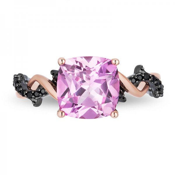 Enchanted Villains Maleficent Pink Topaz and Enhanced Black Crystal Thorn Ring in Rose Copper and zinc alloy