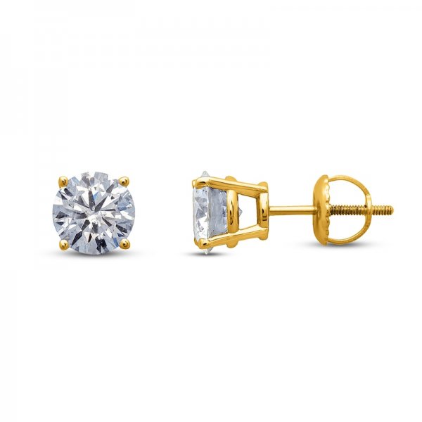 Crystal Solitaire Earrings Round-cut Yellow Copper and zinc alloy