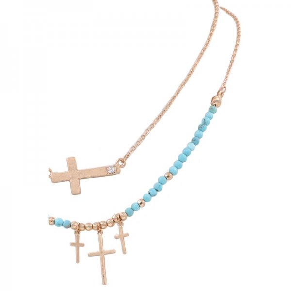 Cross Pendant 2-Piece Necklace Set