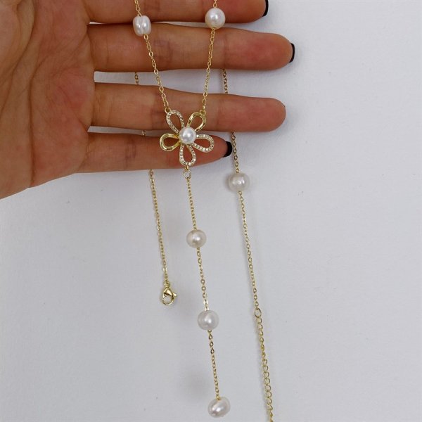 Beautiful faery light luxury niche design temperament pearl tassel necklaces