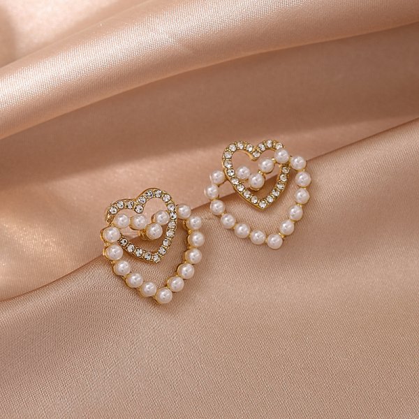 Double love pearl earrings