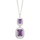 Curve Surround Emerald Cut Brazilian Amethyst Double Drop Pendant